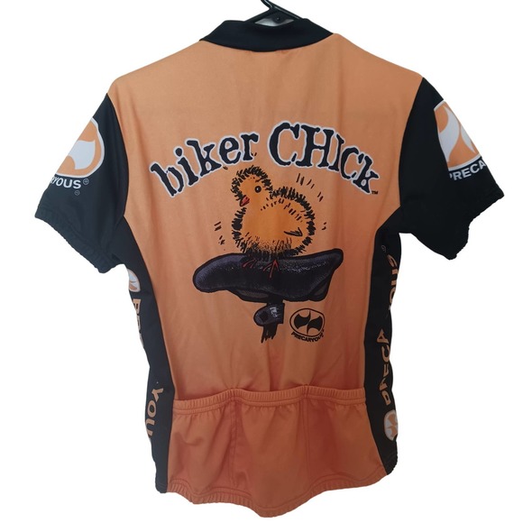 World Jerseys Women's Precaryous Biker Chick Cycling Jersey Orange Medium - Picture 3 of 7